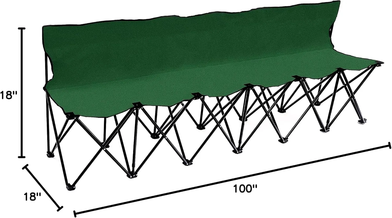 Trademark Innovations Portable 6-Seater Folding Team Sports Sideline Bench with Back (Dark Green)