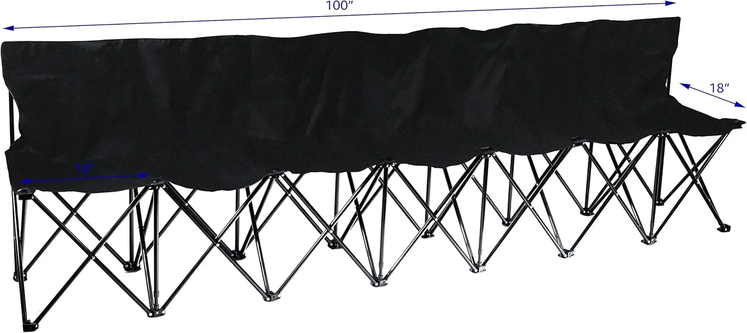 Trademark Innovations Portable 7-Seater Folding Team Sports Sideline Bench (Black)