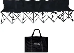 Trademark Innovations Portable 7-Seater Folding Team Sports Sideline Bench (Black)