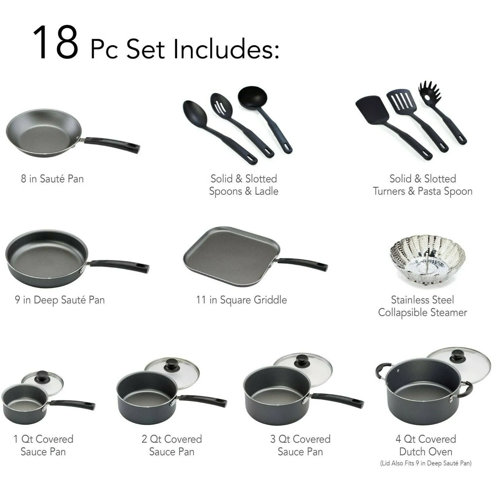 Tramontina Primaware 18 Piece Non-stick Cookware Set, Steel Gray - Free Shipping