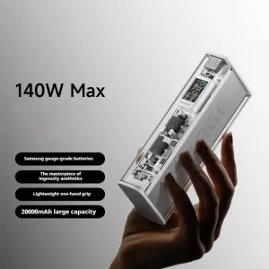Transparent High-Capacity Portable Power Bank – Fast Charging, 5V