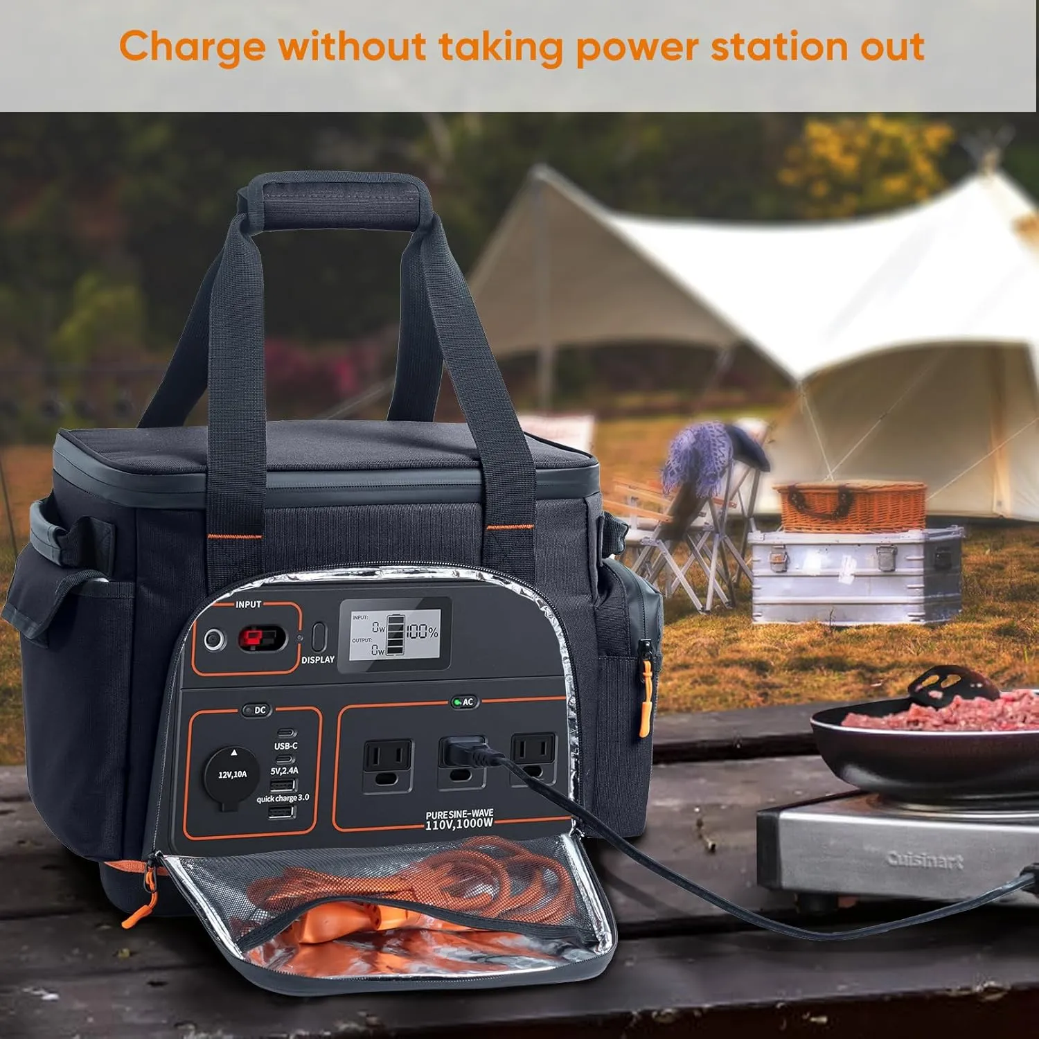 Travel Carrying Case Compatible with Jackery Explorer 1000, Portable Power Station Storage Case with Water- proof Bottom and Pocket for Jackery Accessories Solar Generator Storage Bag Only