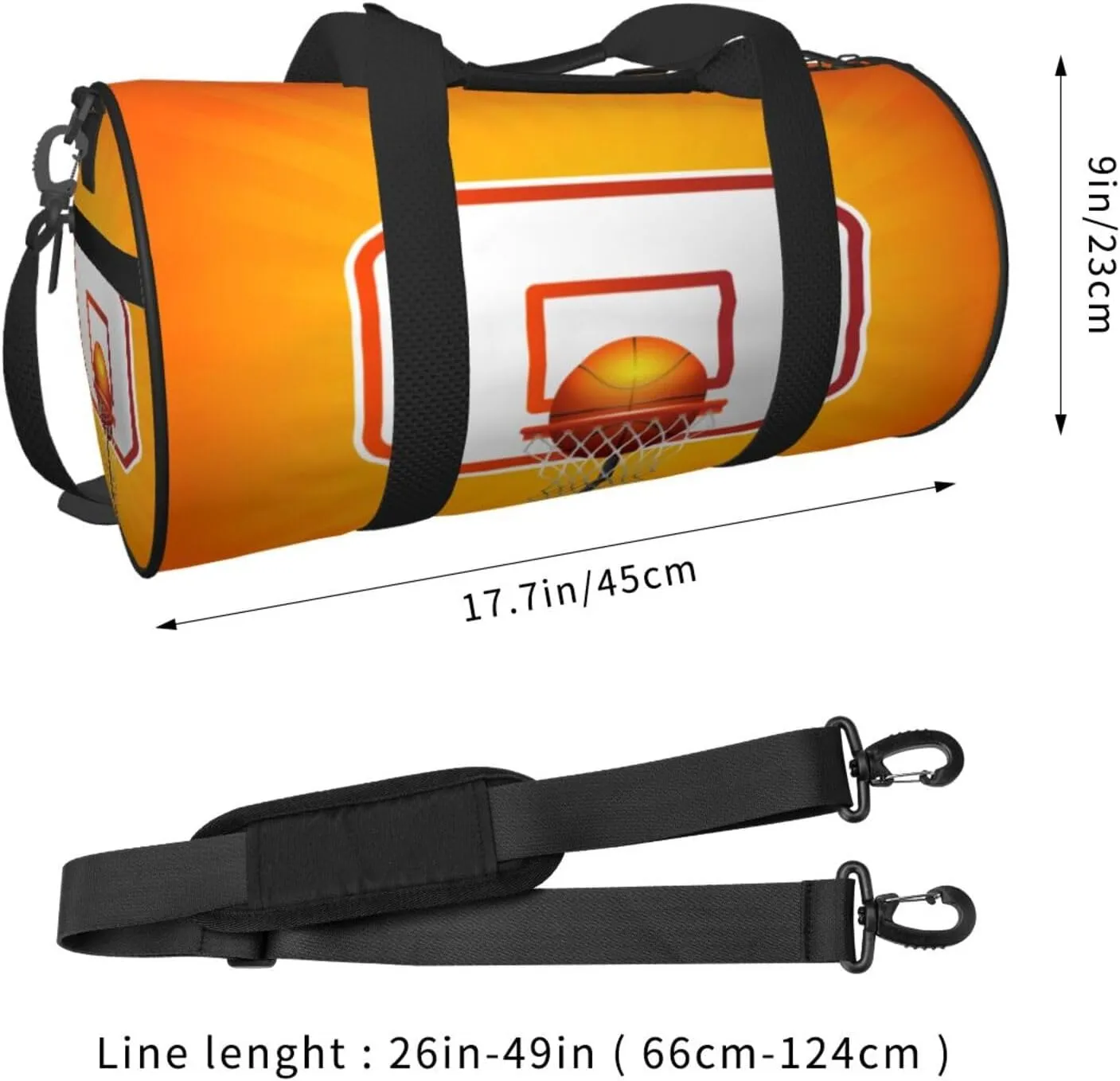 Travel Duffle Bag for Men Women, Basketball Basket Ball Duffle Bags for Sport Gym Overnight Luggage