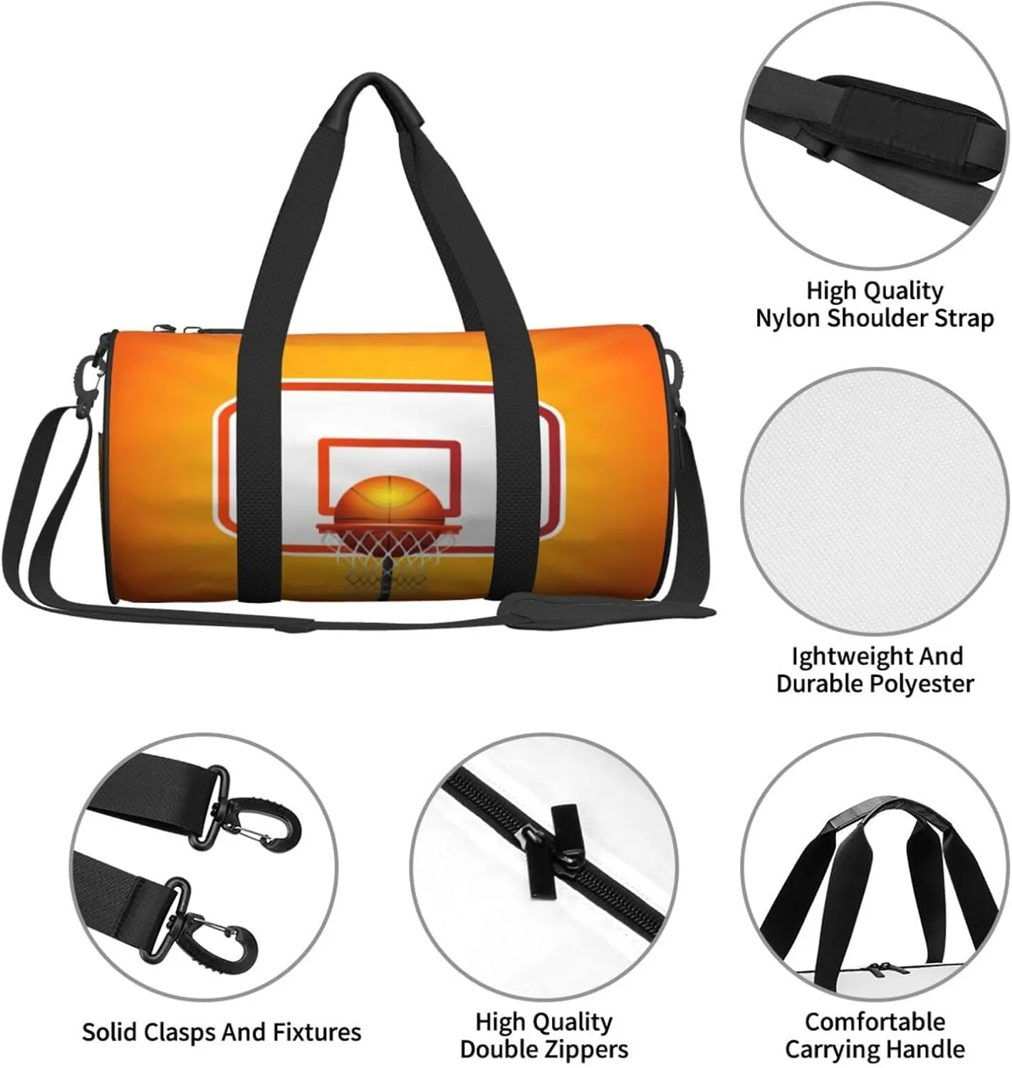 Travel Duffle Bag for Men Women, Basketball Basket Ball Duffle Bags for Sport Gym Overnight Luggage