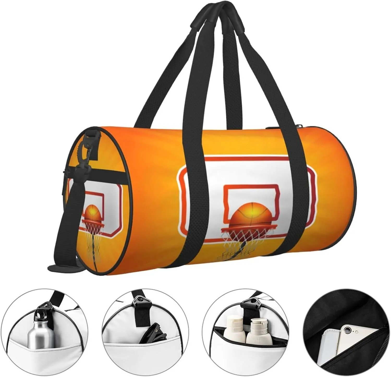 Travel Duffle Bag for Men Women, Basketball Basket Ball Duffle Bags for Sport Gym Overnight Luggage