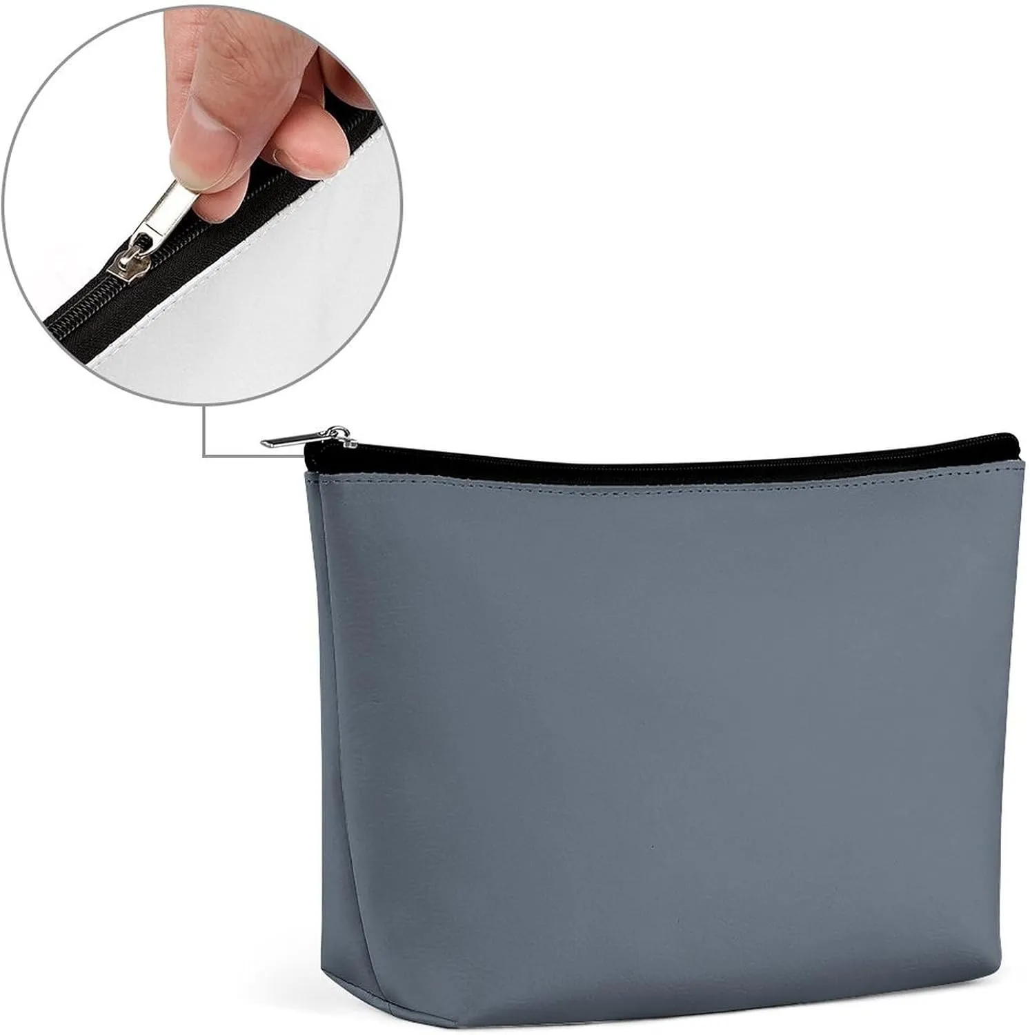 Travel Makeup Bag, Solid Plain Blue Gray Cosmetic Bags for Women Large Capacity Waterproof Toiletry Pouch Make up Organizer