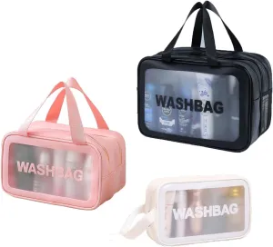 Travel Toiletry Bags with Handy Handle, Waterproof Clear Travel Bags,Makeup Bag Travel Organizer for Accessories,PVC Thickened Wash Bag for Women Men,Large Capacity Cosmetics Bag