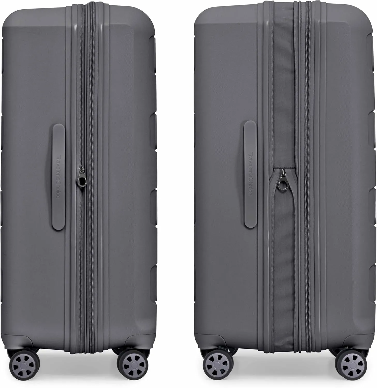 Traveler's Choice Pagosa Indestructible Hardshell Expandable Spinner Luggage, Grey, 2 Piece Set