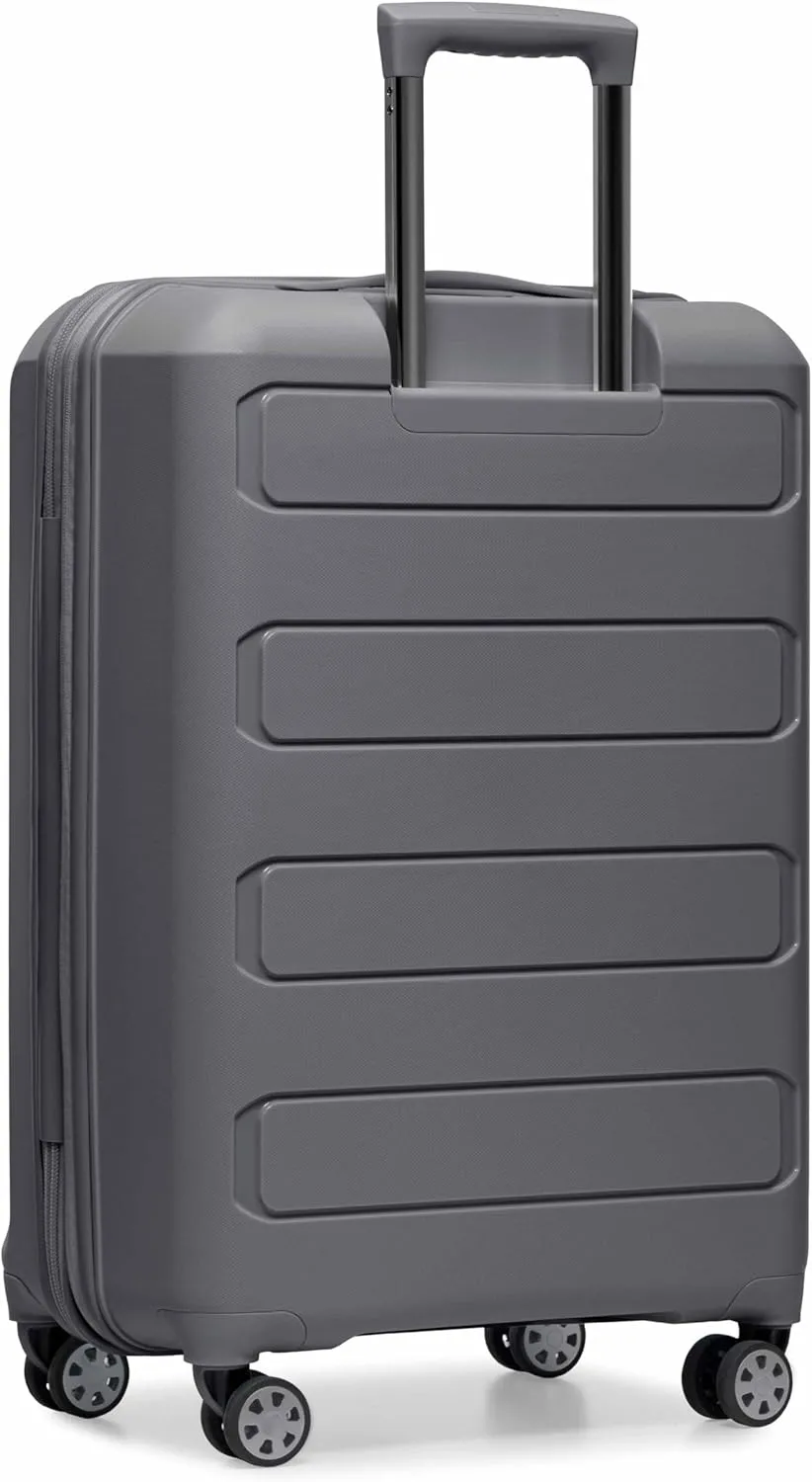 Traveler's Choice Pagosa Indestructible Hardshell Expandable Spinner Luggage, Grey, 2 Piece Set