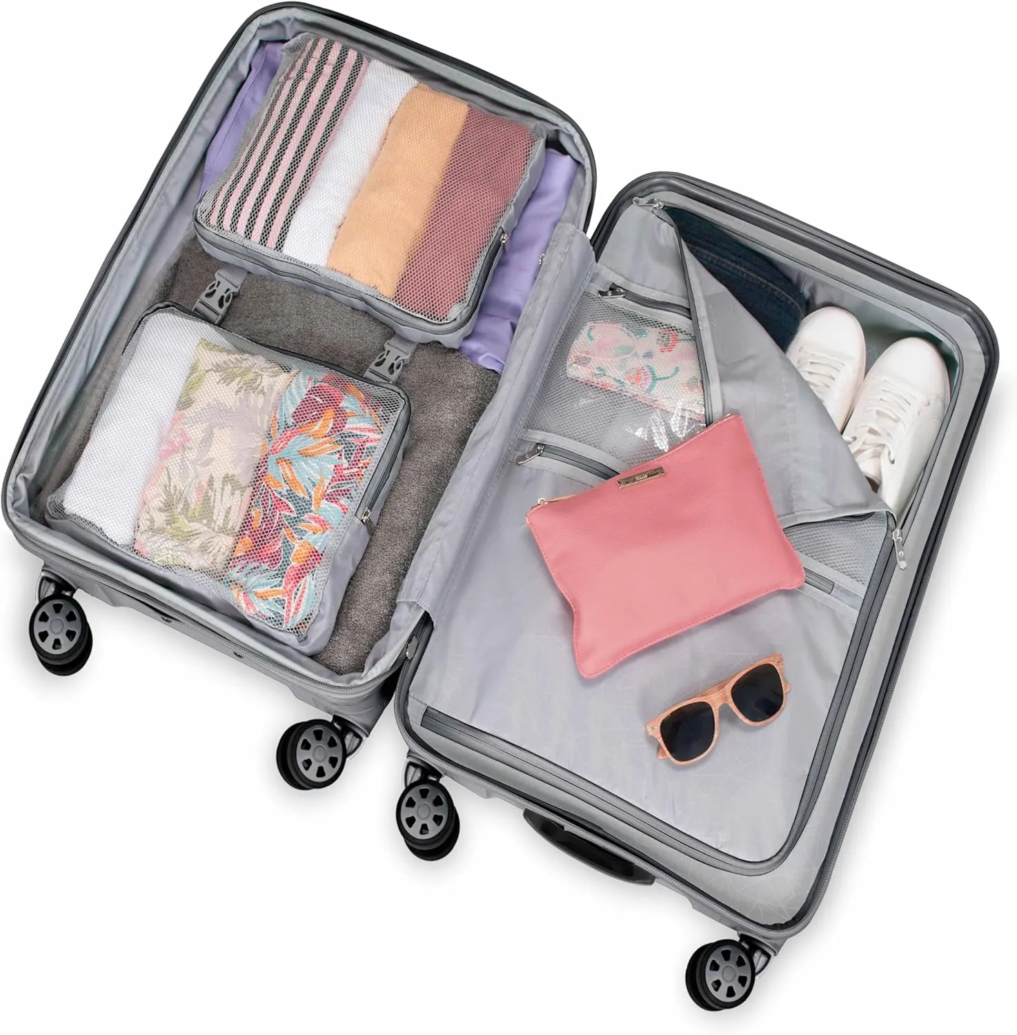 Traveler's Choice Pagosa Indestructible Hardshell Expandable Spinner Luggage, Grey, 2 Piece Set