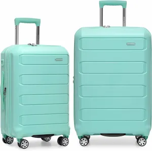 Traveler's Choice Pagosa Indestructible Hardshell Expandable Spinner Luggage, Mint, 2 Piece Set