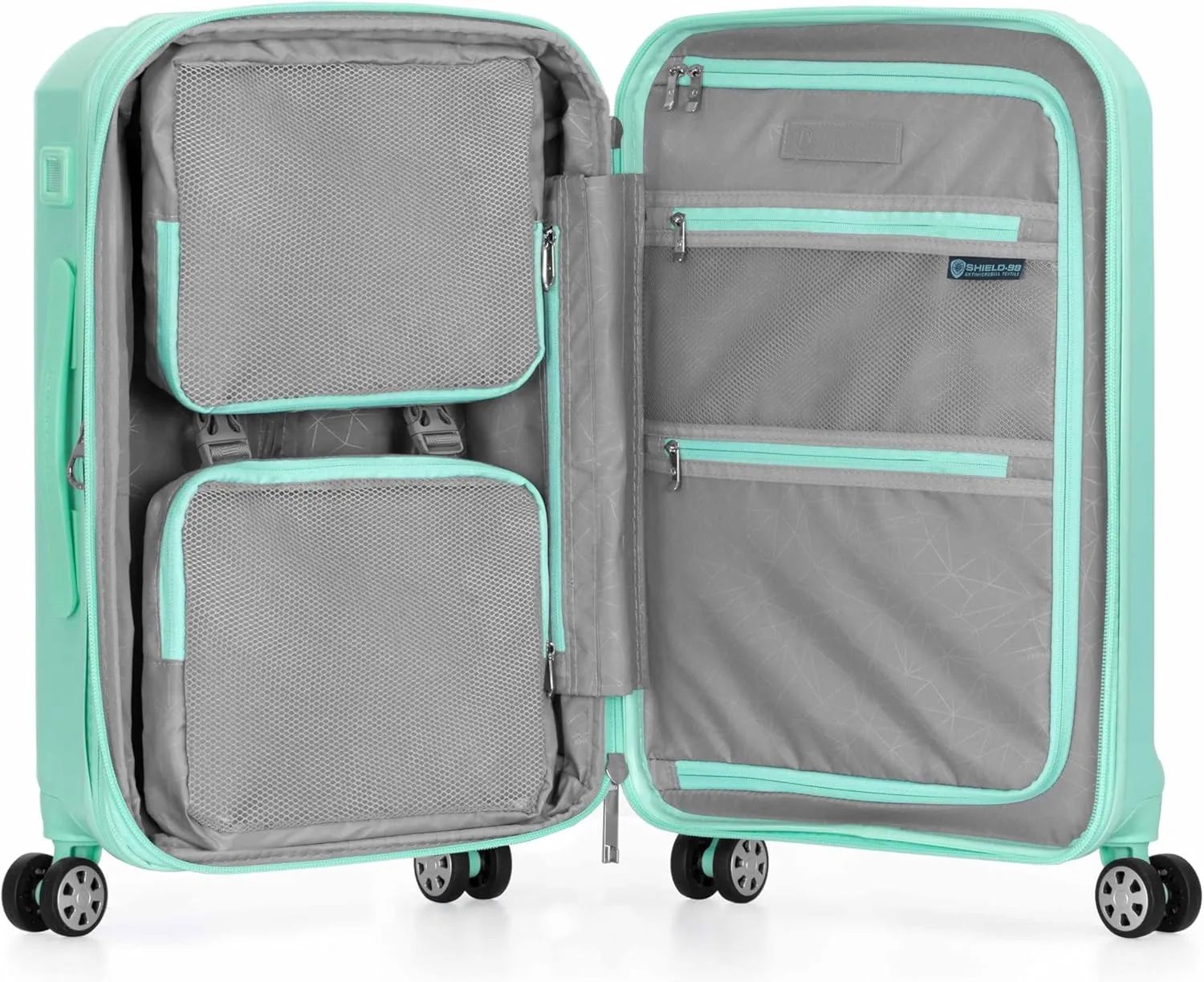 Traveler's Choice Pagosa Indestructible Hardshell Expandable Spinner Luggage, Mint, Carry-on