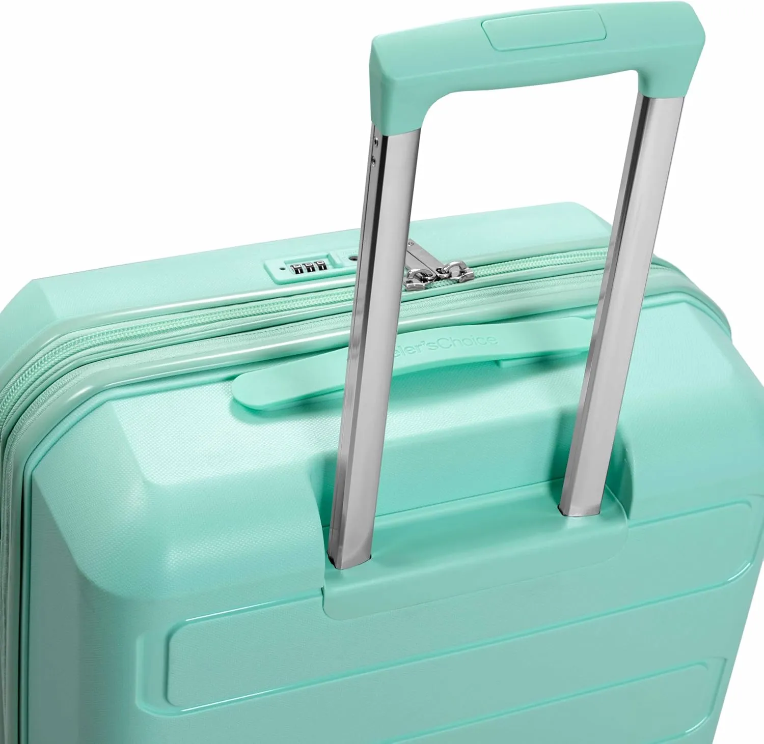 Traveler's Choice Pagosa Indestructible Hardshell Expandable Spinner Luggage, Mint, Carry-on