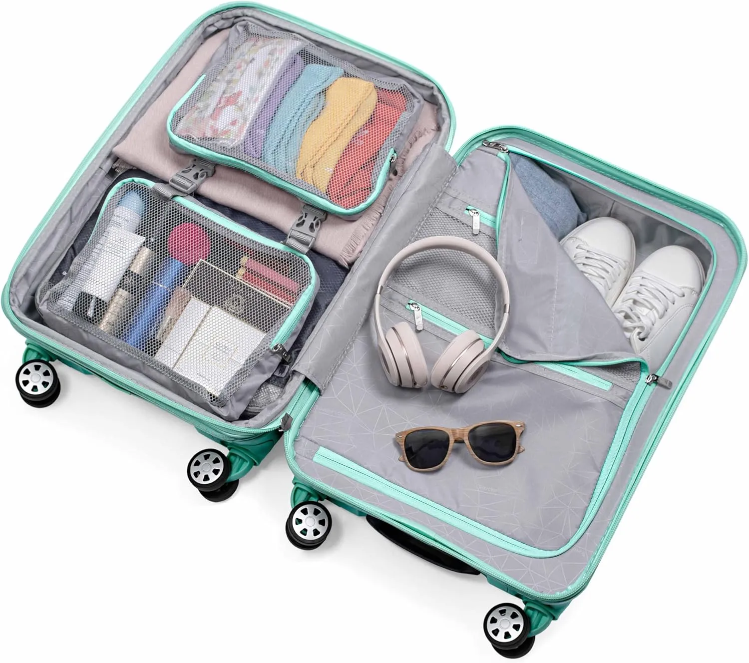 Traveler's Choice Pagosa Indestructible Hardshell Expandable Spinner Luggage, Mint, Carry-on