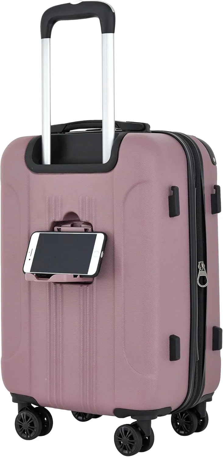 Travelers Club Chicago Plus Hardside Luggage, Mauve, 20" Carry-On