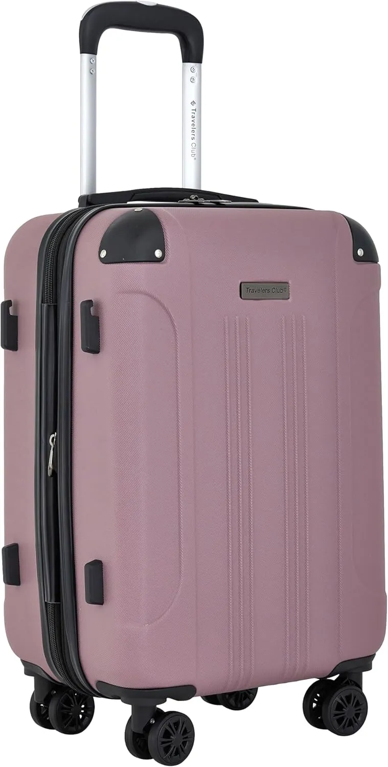 Travelers Club Chicago Plus Hardside Luggage, Mauve, 20" Carry-On