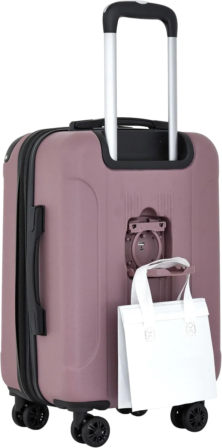 Travelers Club Chicago Plus Hardside Luggage, Mauve, 20" Carry-On