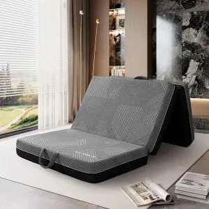 Tri Folding Mattress Twin Size - Memory Foam Tri-fold Mattress, Handle & Non-Slip Bottom, Portable Foldable Sofa Bed Floor Chair for Travel RV Camping Guest Yoga - 6 Inch, 75"x38"x6"