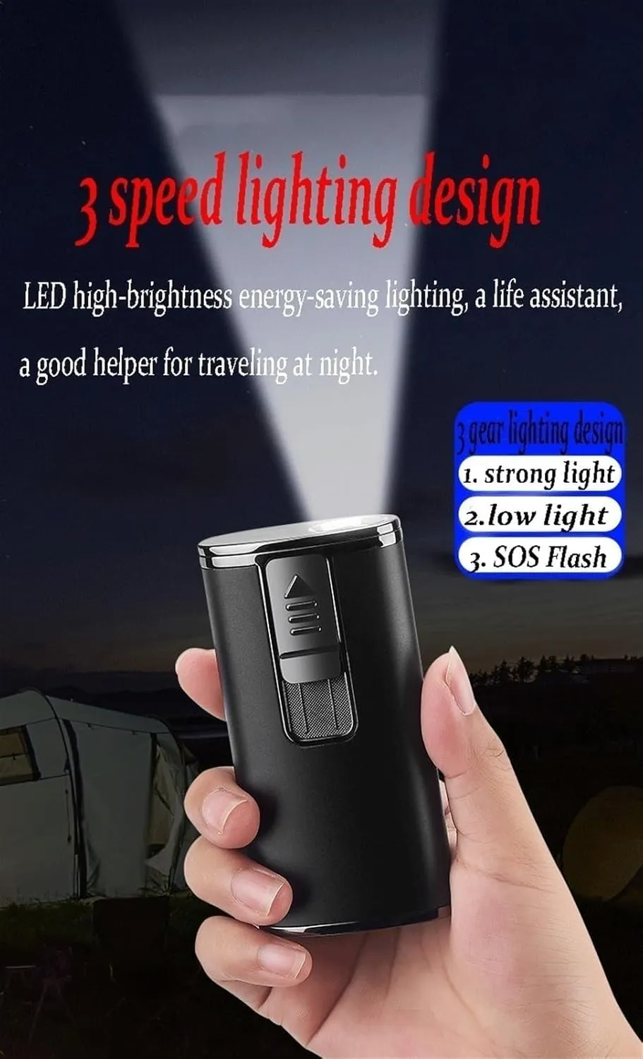 Triple Torch Flame Windproof Lighter,Refillable Butane,with Lighting,Multi-Function,for Kitchen Camping Men's Gift(Red)