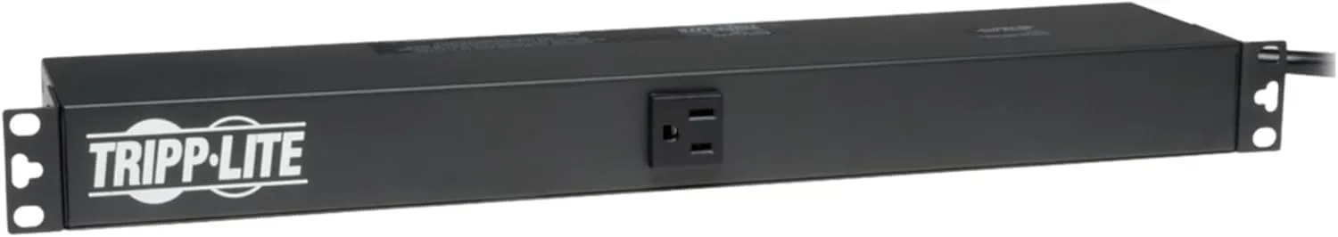 Tripp Lite Basic PDU, 15A, 13 Outlets (5-15R), 120V, 5-15P Input, 15 ft. Cord, 1U Rack-Mount Power (PDU1215)