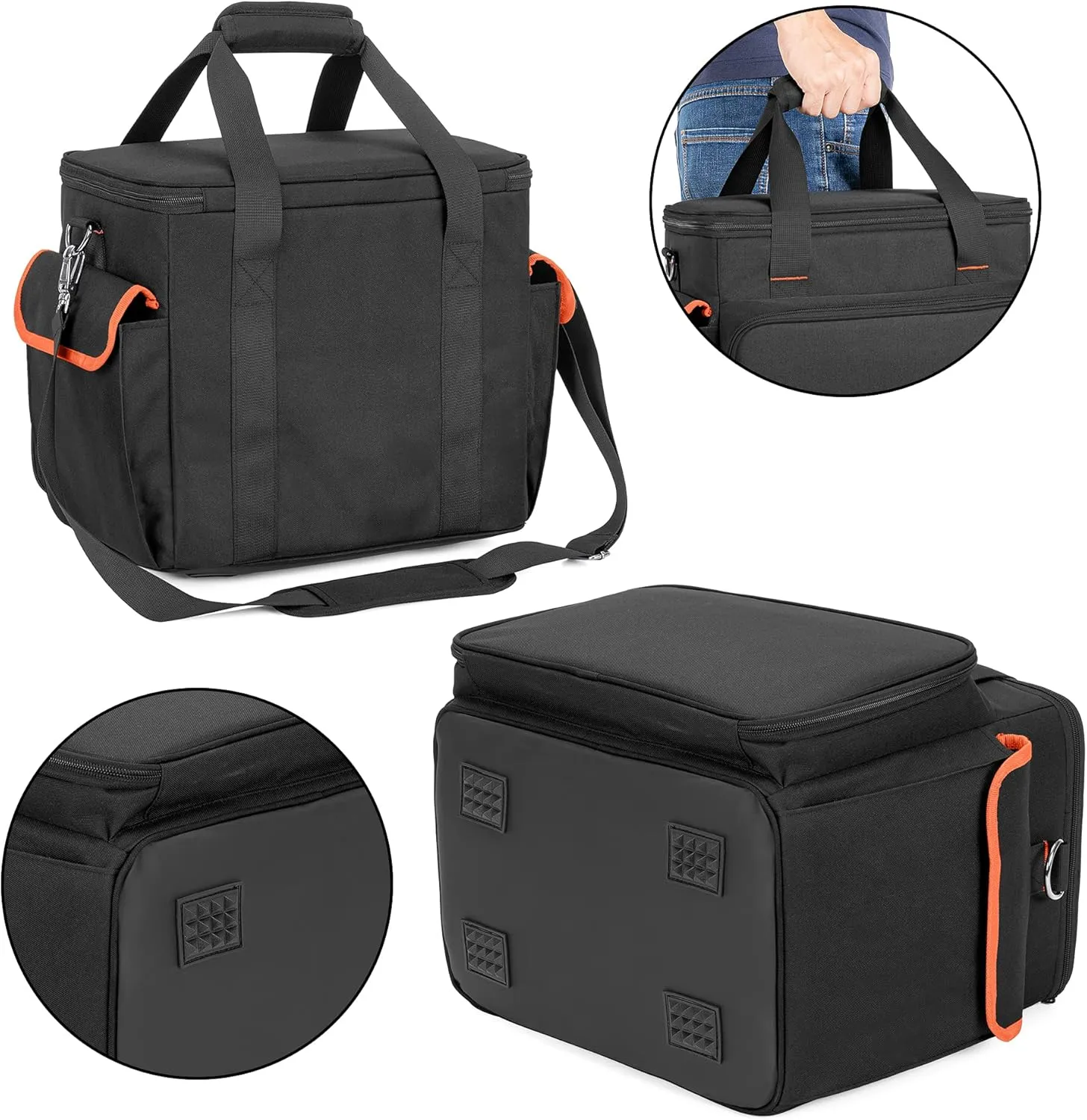 Trunab Carrying Case Compatible with Jackery Portable Power Station Explorer 1000, Storage Bag with Water-Resistant Bottom and Front Pockets for Charging Cable and Accessories