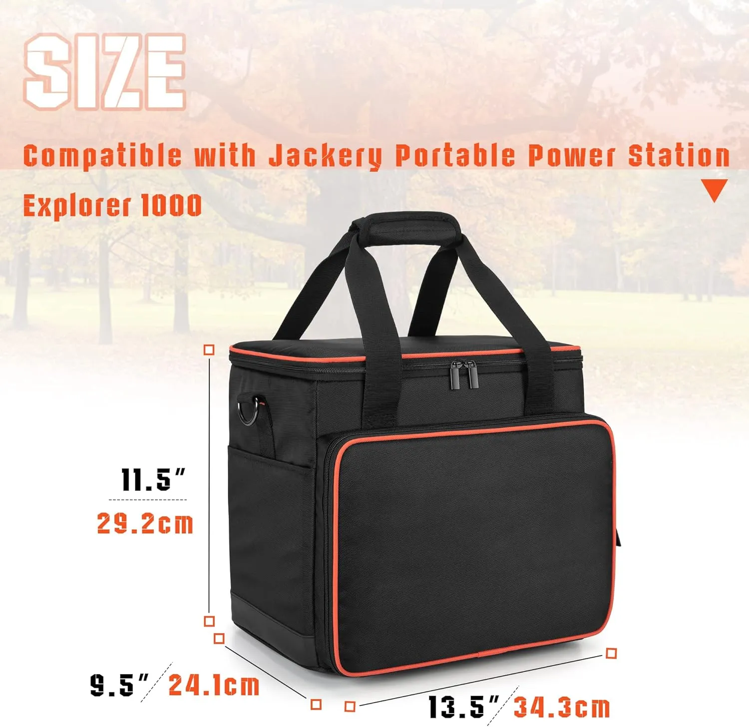Trunab Travel Carrying Case Compatible with Jackery Explorer 1000/1000 v2, Portable Power Station Storage Bag with Waterproof Bottom and Front Pockets for Charging Cable and Accessories