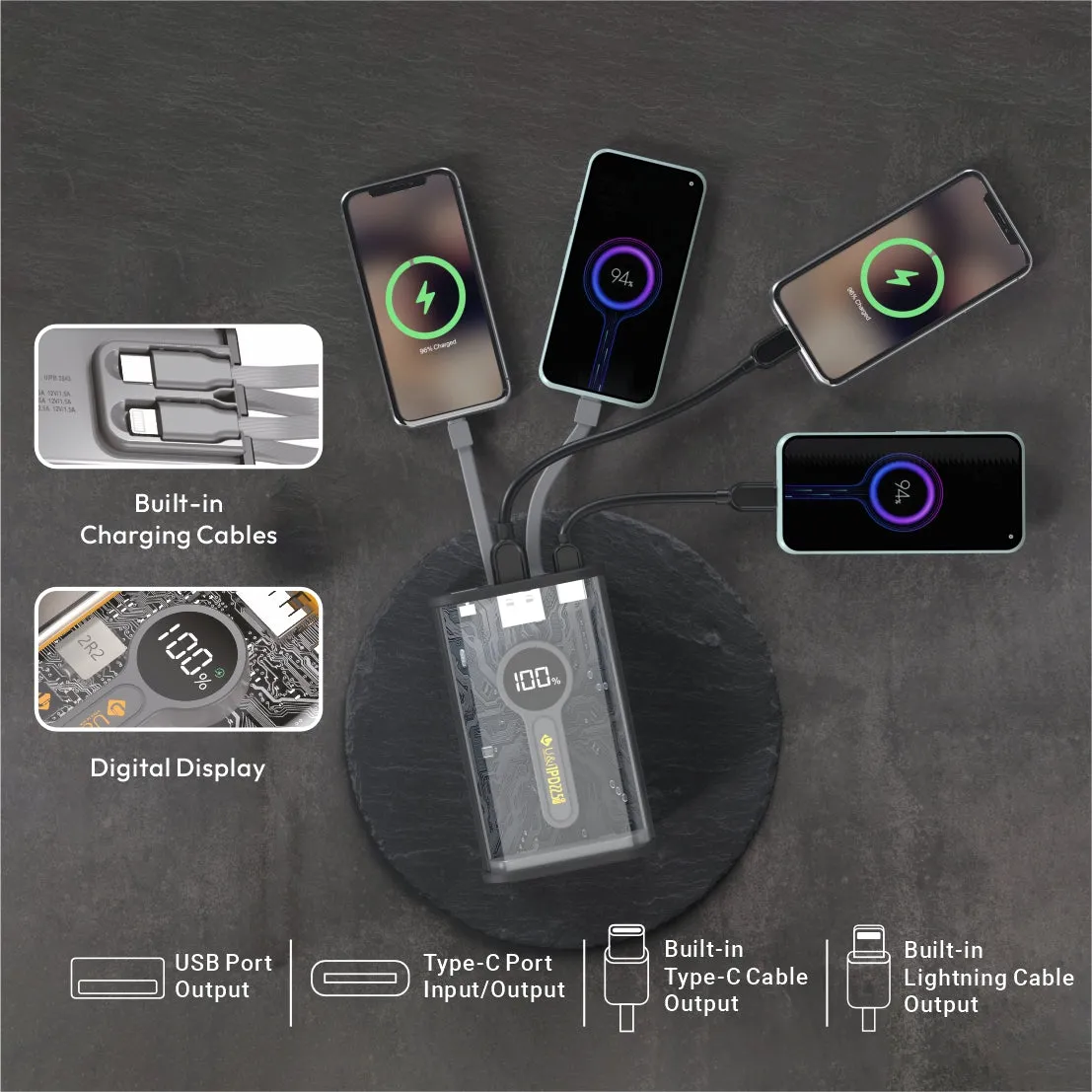 U&i Define Series 10K mAh Battery Capacity PowerBank | 22.5W PD Output and LED Digital Display