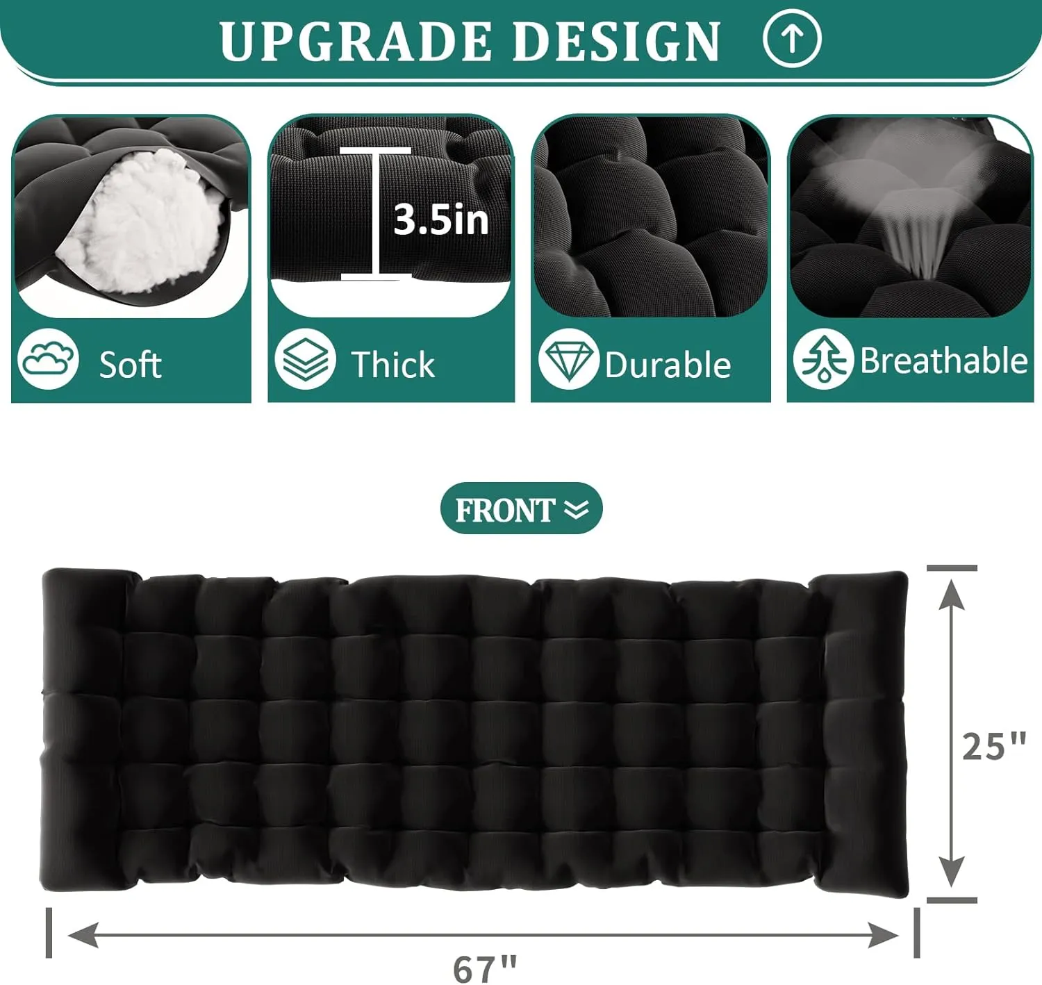 UDPATIO Oversized Zero Gravity Chair 33In XXL Patio Reclining Chair with Cushion, Outdoor Folding Recliner with Pillows|Cup Holder|Foot Rest|Padded Headrest, Black, Support 500LB