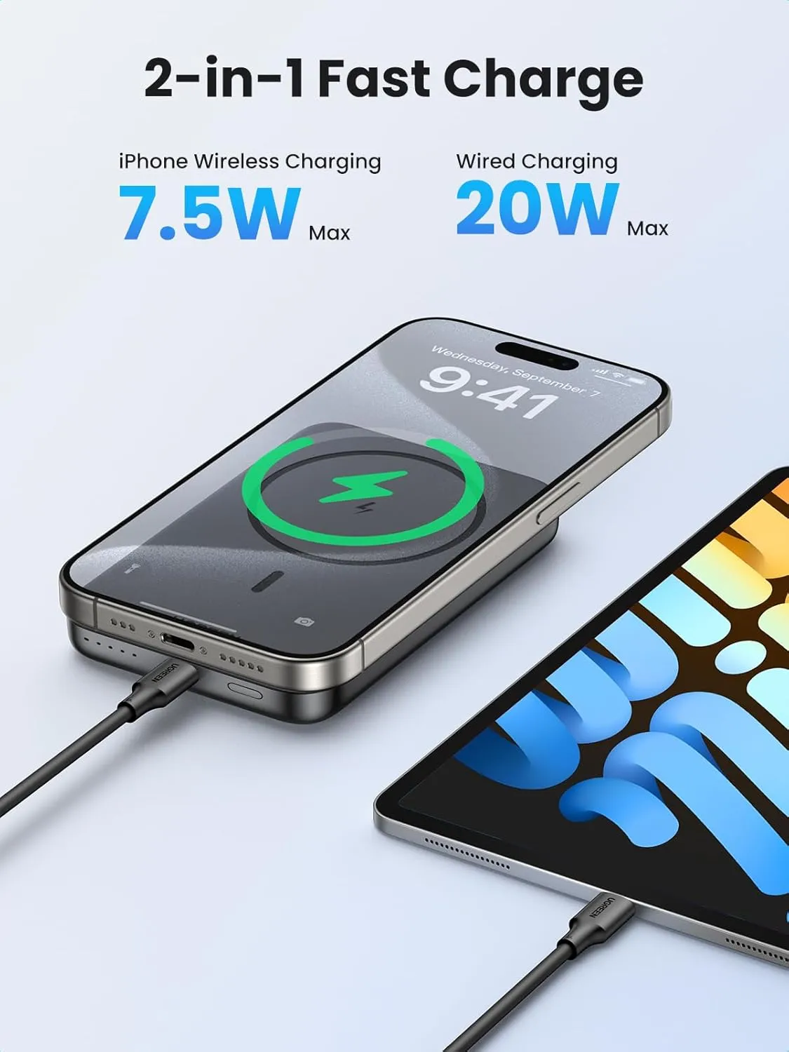 UGREEN Magnetic Power Bank, 10,000mAh Wireless Portable Charger, PD 20W Fast Charging Battery Pack with USB-C for Magsafe, iPhone 16/16 Pro/15/15 Plus/15 Pro/15 Pro Max, iPhone14/13/12 Series, Black