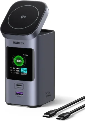 UGREEN Nexode Power Bank 20000mAh 145W PD 3.0 Portable Charger 72Wh Qi2 Certified 15W Wireless Fast Charging Magsafe Battery Pack 2C1A with TFT Display for iPhone 16 Series/MacBook/iPad and More