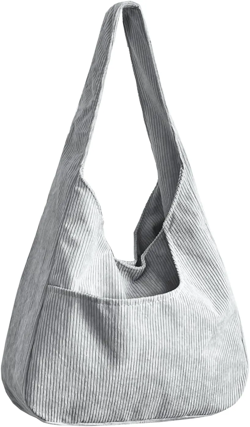 Ulisty Women Corduroy Hobo Bag Wide Strap Shoulder Bag Casual Tote Bag Shopper Purse Handbag