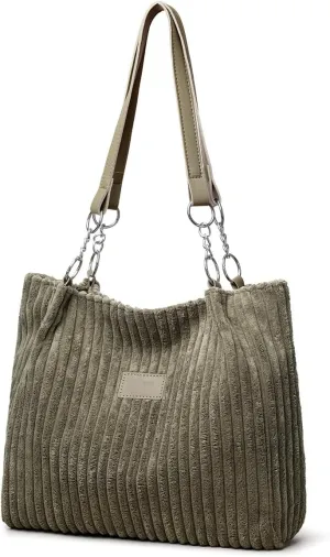 Ulisty Women Corduroy Tote Bag - Casual Shoulder Bag for Daily Shopping & Fashion