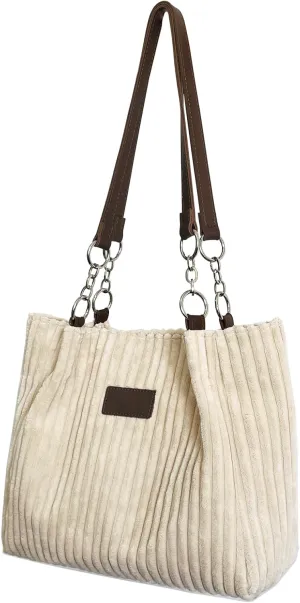 Ulisty Women Corduroy Tote Bag - Casual Shoulder Bag for Daily Shopping & Fashion