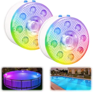 Underwater Pool Lights for Above Ground Pools and Inground Swimming Pools with Remote Timer Off, Magnet RGB Submersible LED Lights Rechargeable Spotlight 16 Colors 9-mode for Hot Tubs, Fountain -2Pack