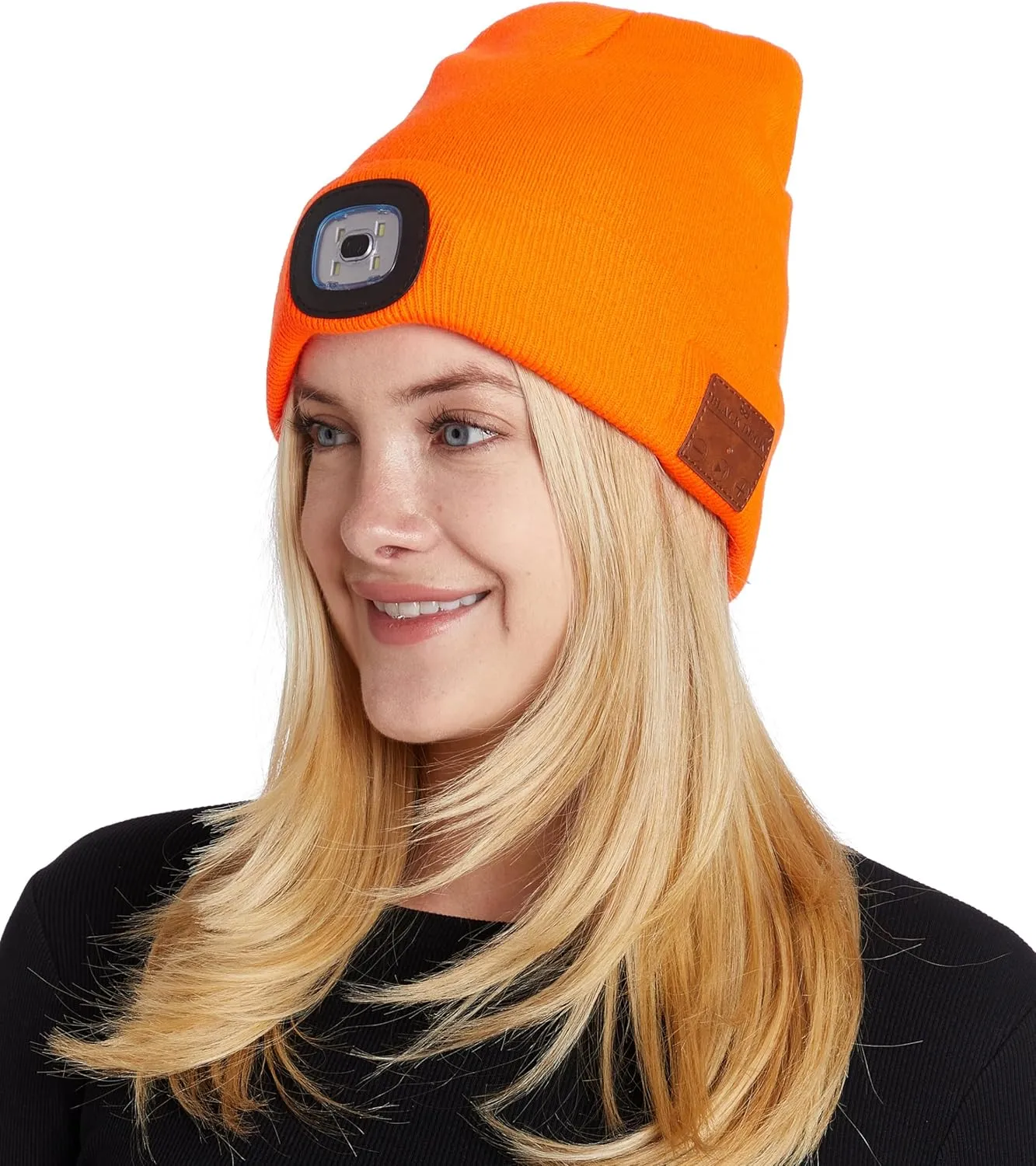 Unisex LED Bluetooth Beanie - LED Headlight and Wireless Stereo Headphones Compatible with All Bluetooth Devices