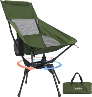 Upgraded 360° Swivel Camping Chair for Adults, Portable Folding Chair with Cup Holder, Lightweight Compact Backpack Outdoor Chair for Travel, Fishing, Hiking, and Beach