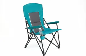 Upgraded Heavy Duty Lawn Chair with High Back Support - Perfect for Big & Tall - Portable Collapsible Chair with Cup Holder, Supports 250LBS, Durable Mesh Padding (Blue)