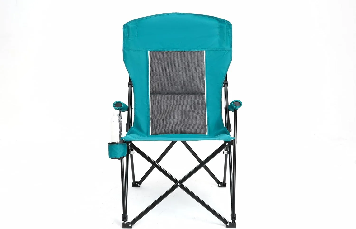 Upgraded Heavy Duty Lawn Chair with High Back Support - Perfect for Big & Tall - Portable Collapsible Chair with Cup Holder, Supports 250LBS, Durable Mesh Padding (Blue)
