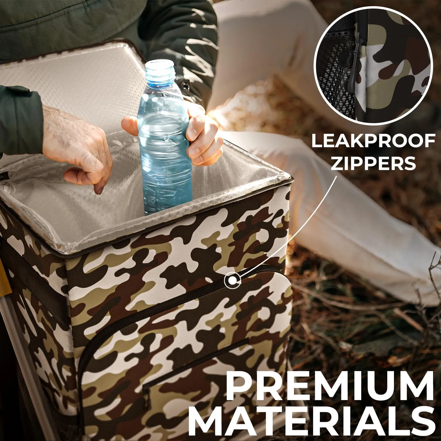 Upgraded Insulated Cooler Backpack Chair, Built-in Folding Chair, 40 Can Capacity, Leakproof Liner for Beach, Picnic, Park, Everlasting Comfort