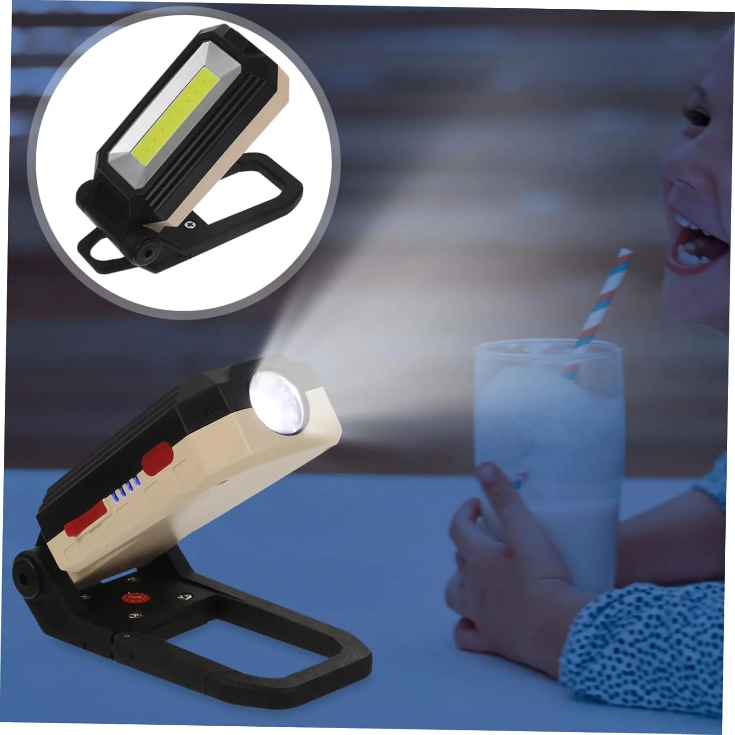 UPKOCH Led Folding Work Light Cob Magnetic Inspection Lamp USB Rechargeable Car Garage Lighting Compact Light Torch for Repair Maintenance Emergency Use Battery Included s