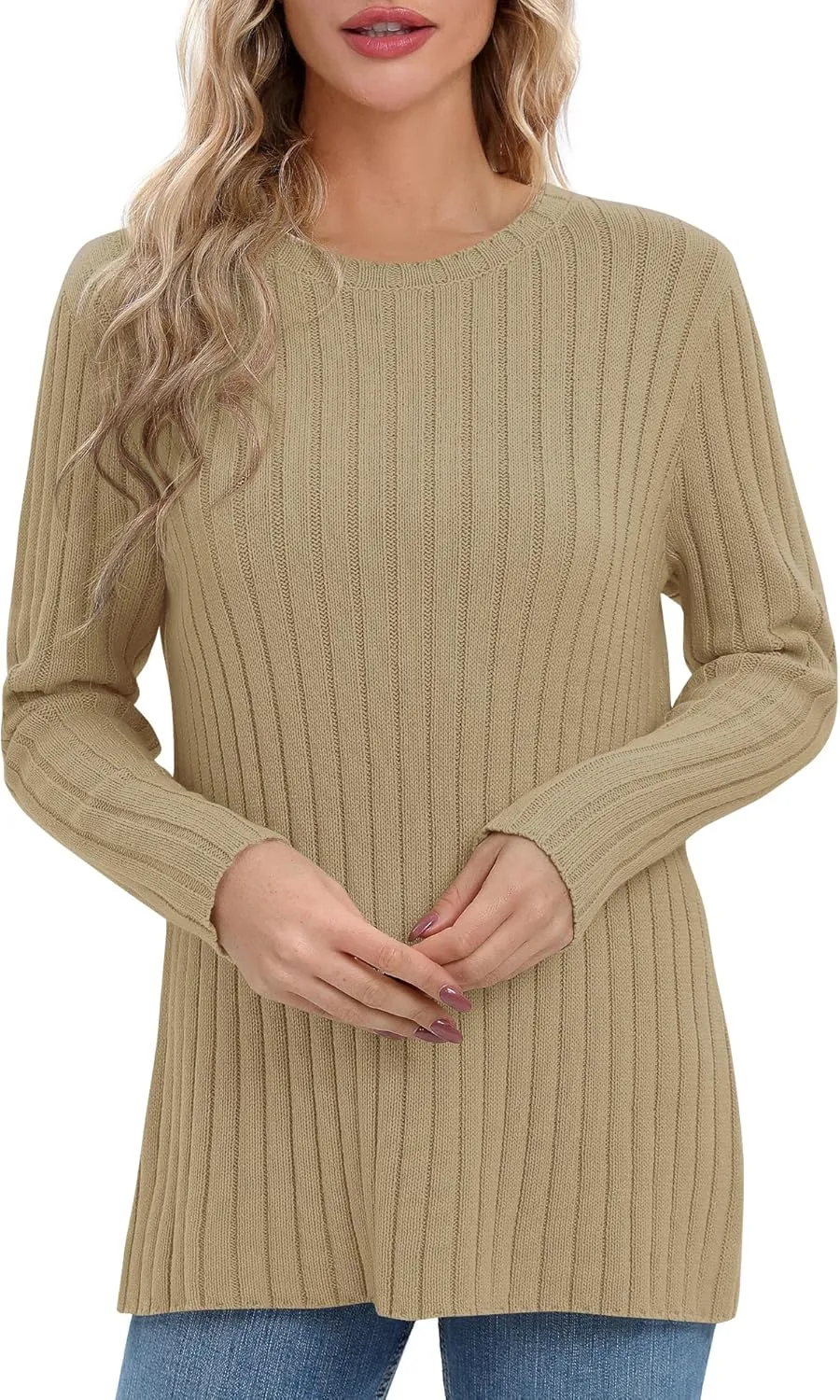Urban CoCo Women's Lightweight Crewneck Pullover Sweaters Long Sleeve 2024 Fall Knitted Sweater Tops