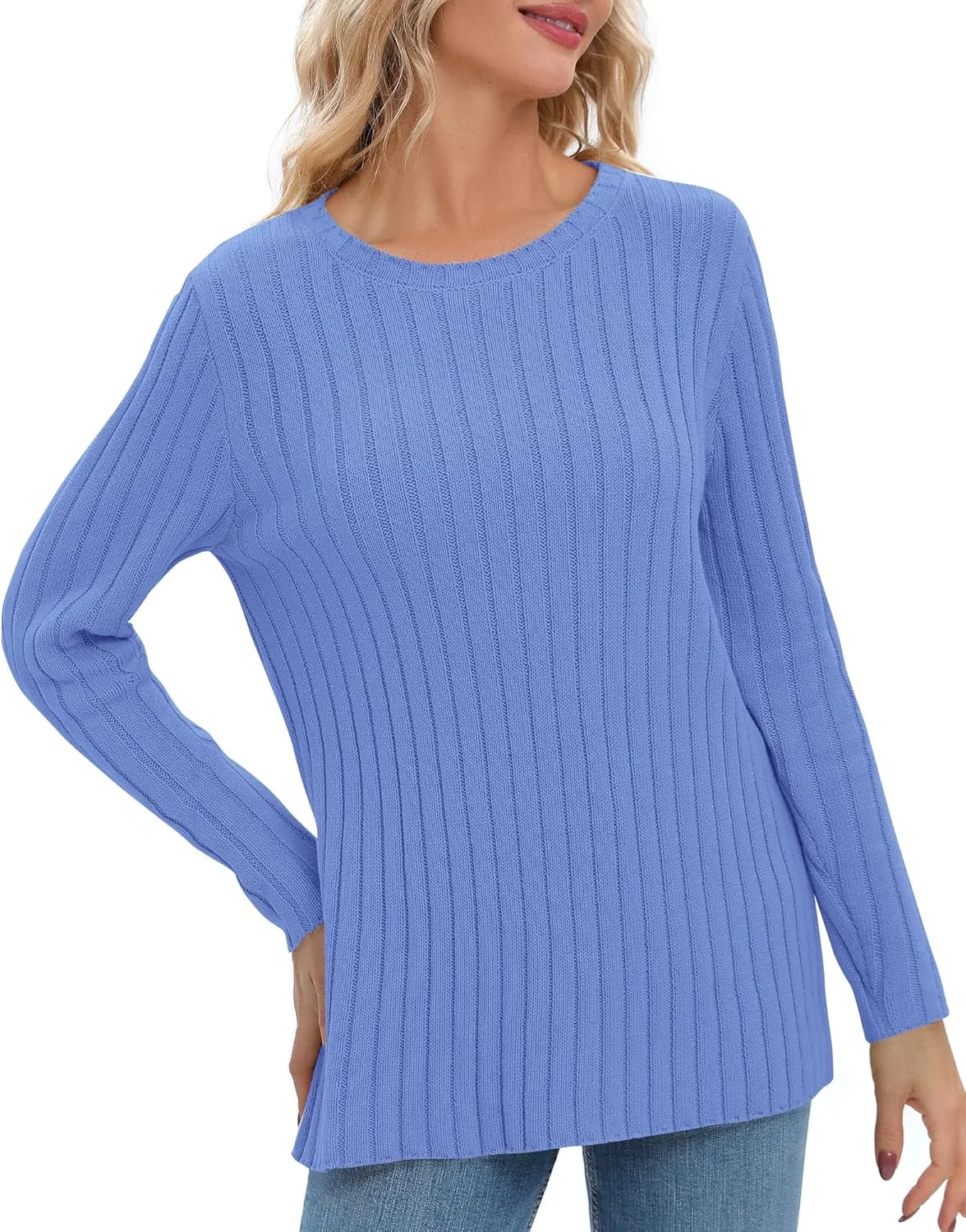 Urban CoCo Women's Lightweight Crewneck Pullover Sweaters Long Sleeve 2024 Fall Knitted Sweater Tops
