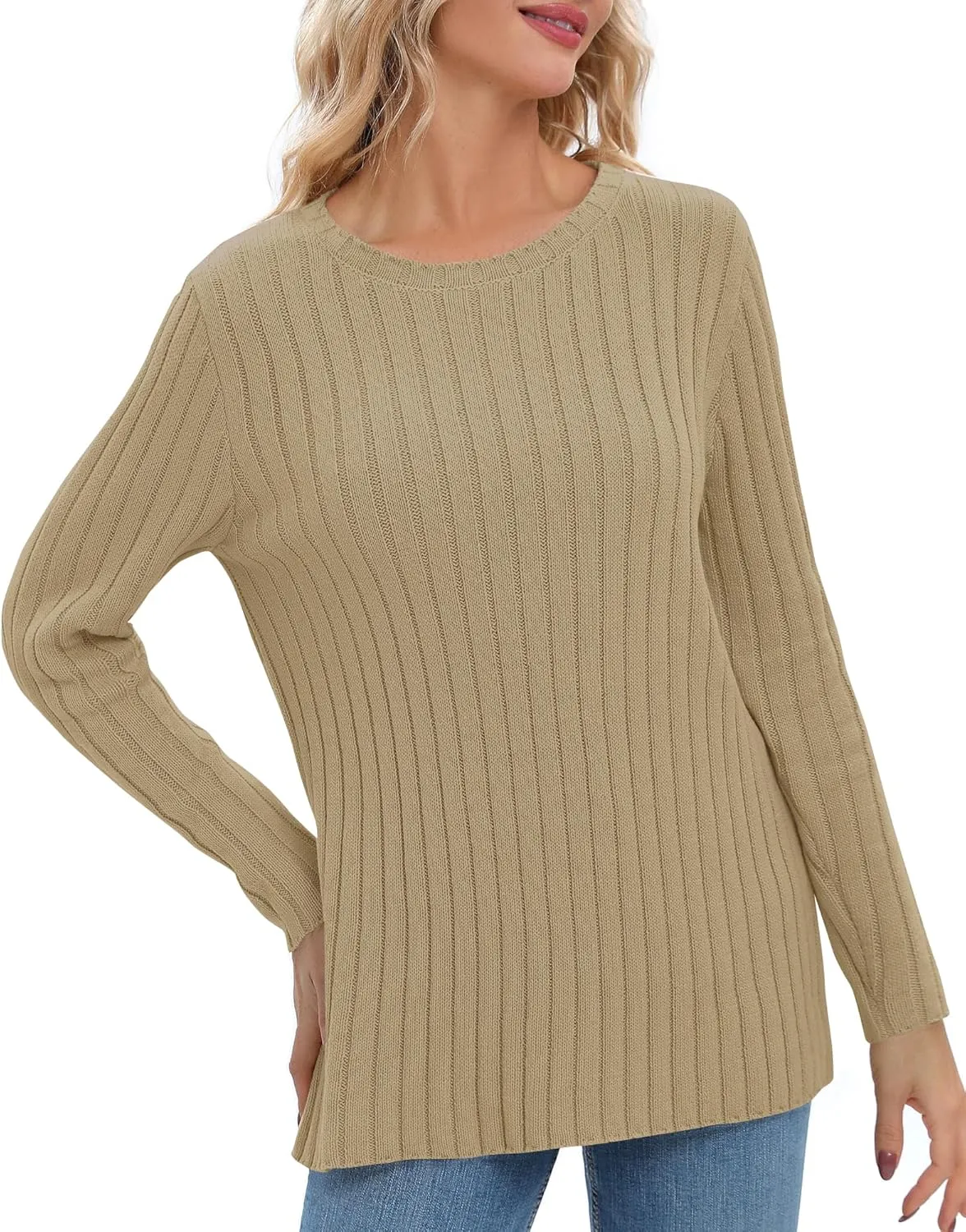 Urban CoCo Women's Lightweight Crewneck Pullover Sweaters Long Sleeve 2024 Fall Knitted Sweater Tops