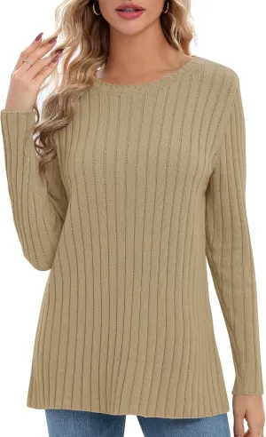 Urban CoCo Women's Lightweight Crewneck Pullover Sweaters Long Sleeve 2024 Fall Knitted Sweater Tops