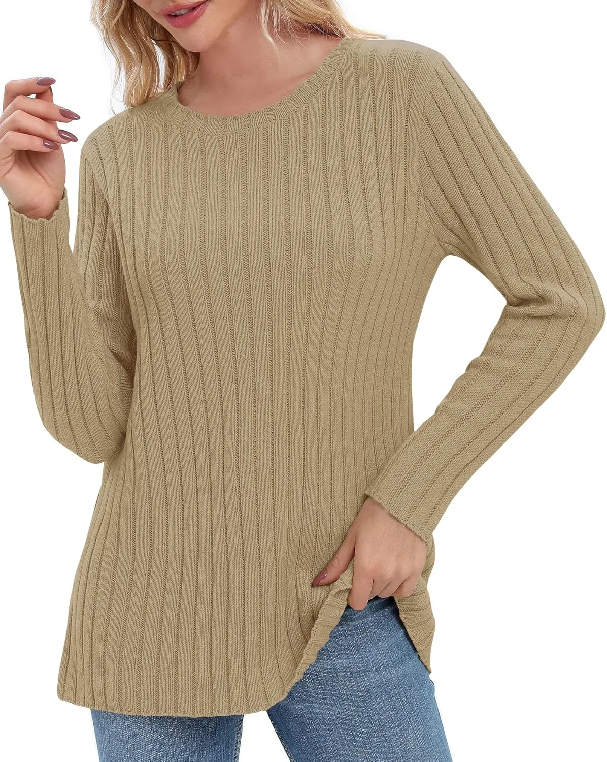 Urban CoCo Women's Lightweight Crewneck Pullover Sweaters Long Sleeve 2024 Fall Knitted Sweater Tops
