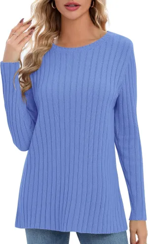 Urban CoCo Women's Lightweight Crewneck Pullover Sweaters Long Sleeve 2024 Fall Knitted Sweater Tops