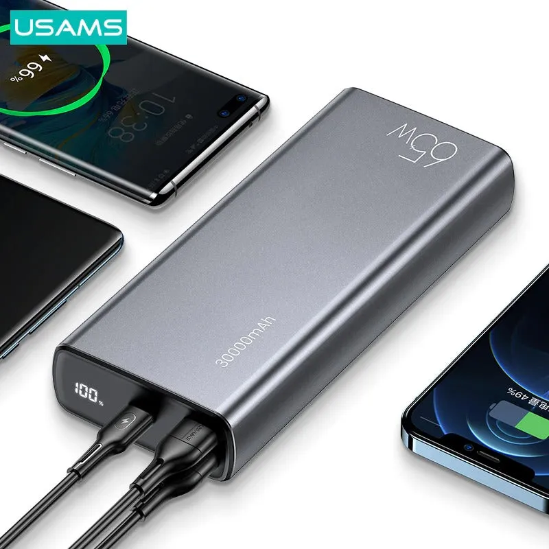 USAMS 30000mAh 65W Fast Charging Power Bank   100W Data Cable