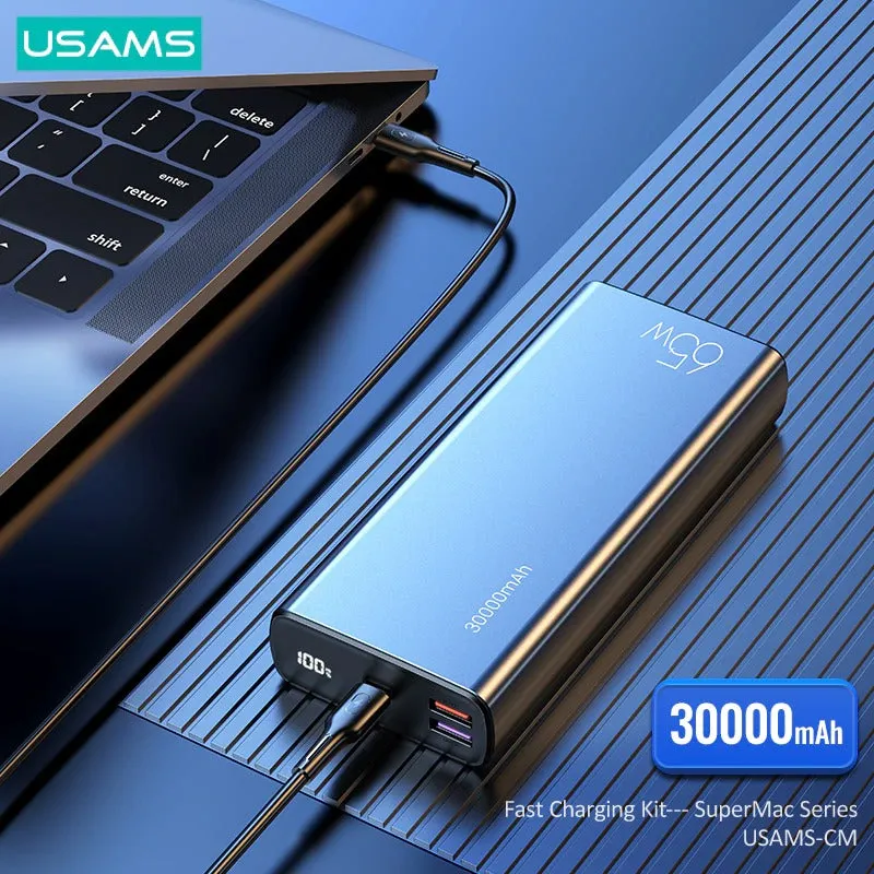 USAMS 30000mAh 65W Fast Charging Power Bank   100W Data Cable