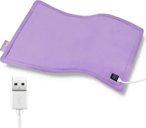 USB Heating Pad, 5V Portable Heated Travel Blanket Pads Small, Heat Settings & Auto Shut Off, Moist & Dry Hot Therapy for Pain Relief Abdomen Cramps (16"x 12") (No Battery) - Purple