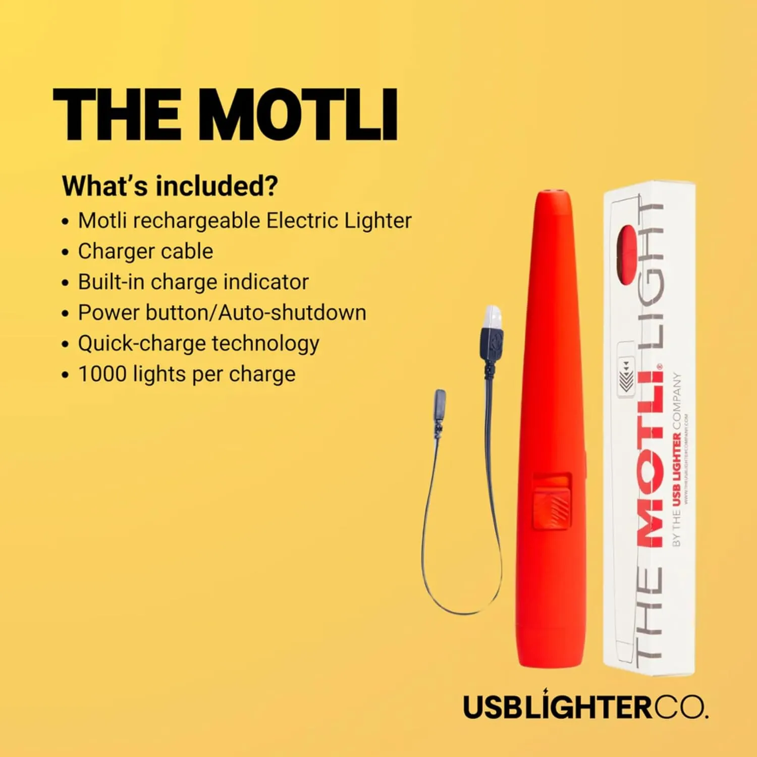 USB Lighter Co. MOTLI Windproof Rechargeable Electric arc Lighter and LED Flashlight in Portable Enclosure Ideal for Candles, Camping, Grilling, Holidays, and Parties